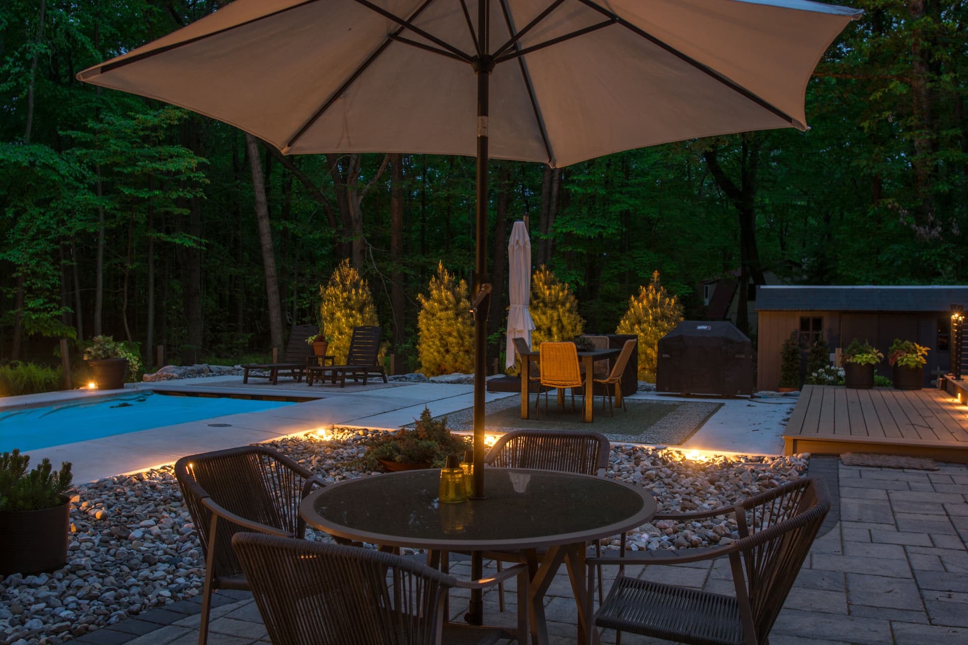 Gallery photos for Transforming a Backyard Pool Area with Lighting: Image #1