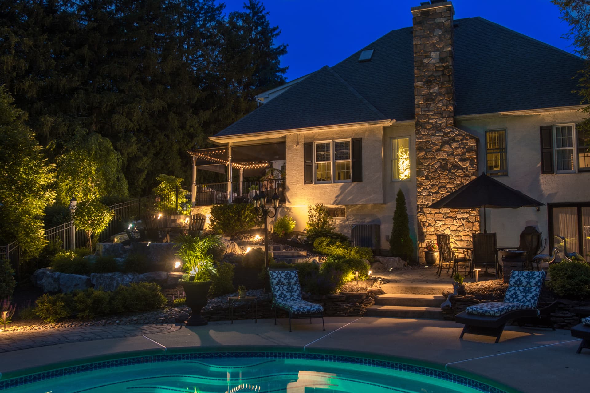 Backyard & Pool Lighting Transformation in Bethlehem image